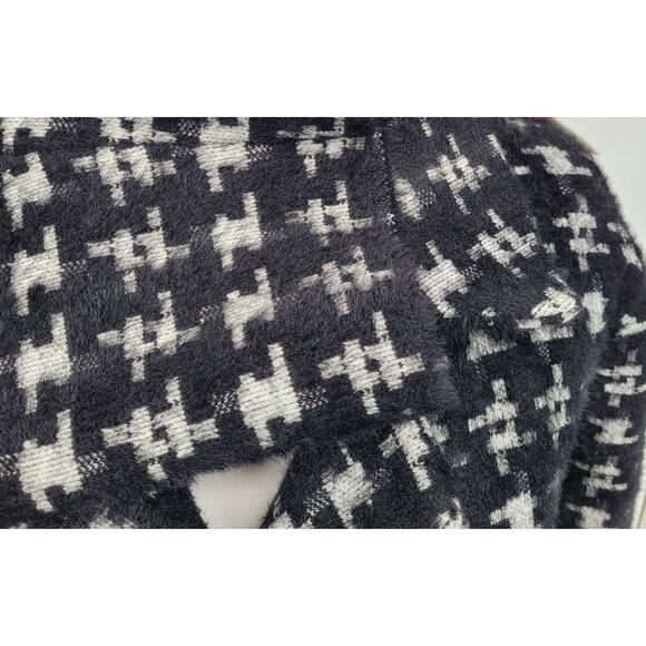 NVLT Black White Monochrome Plaid Stylish Heavyweight Mid Length Coat Size L - Picture 8 of 10